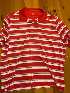 Oxford Red & White Striped Polo Shirt